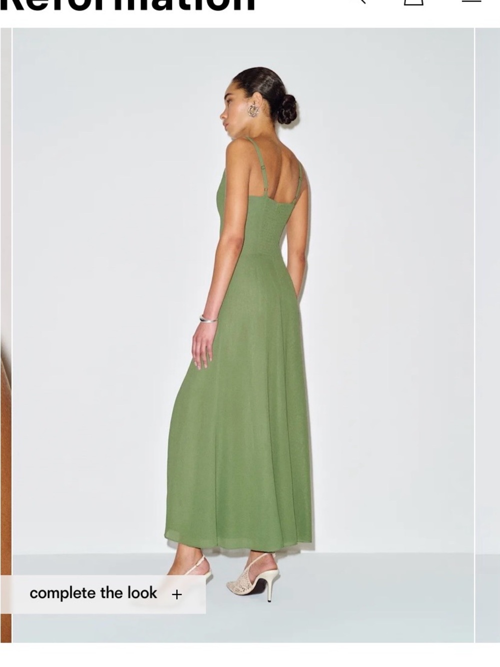 Reformation Olive Green Square-Neck Ailany Dress - Picture 4 of 9